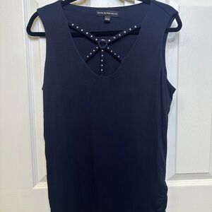 Y2K Rock & Republic Studded Star Cutout Tank Top Black Size L